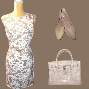 White House black market taupe croc look purse! Euc!